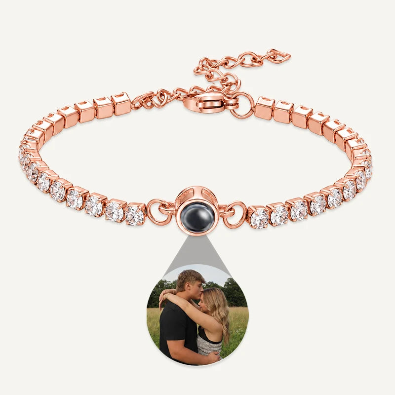 Bracelet Tennis Photo Projection Or Rose