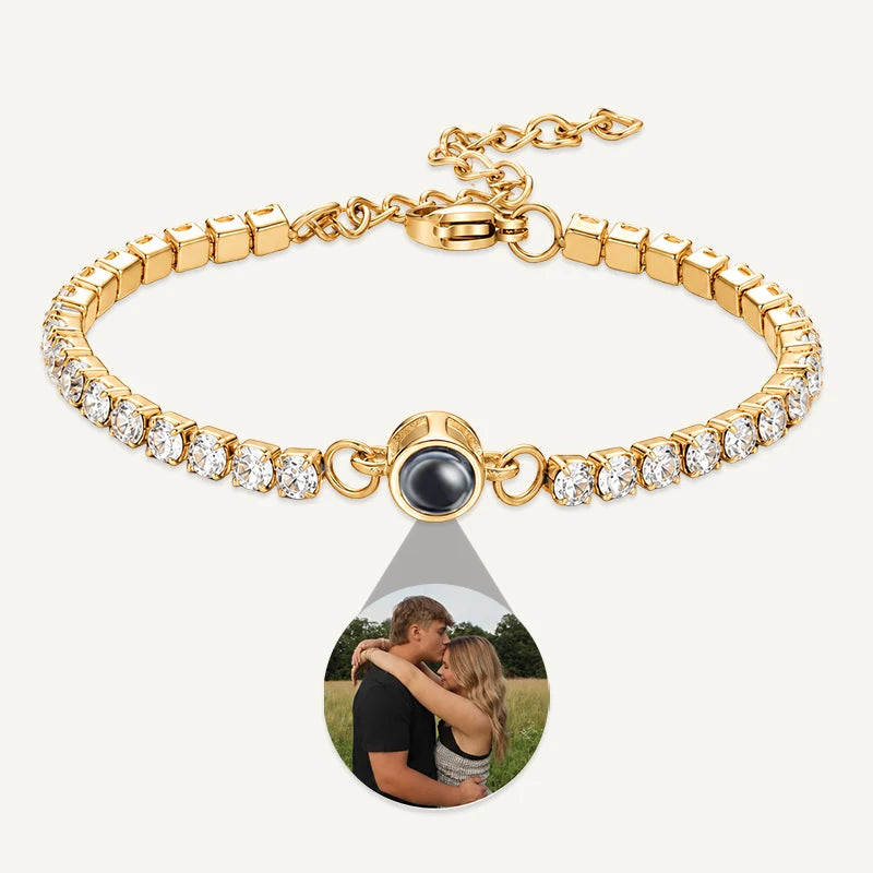 Bracelet Tennis Photo Projection Or