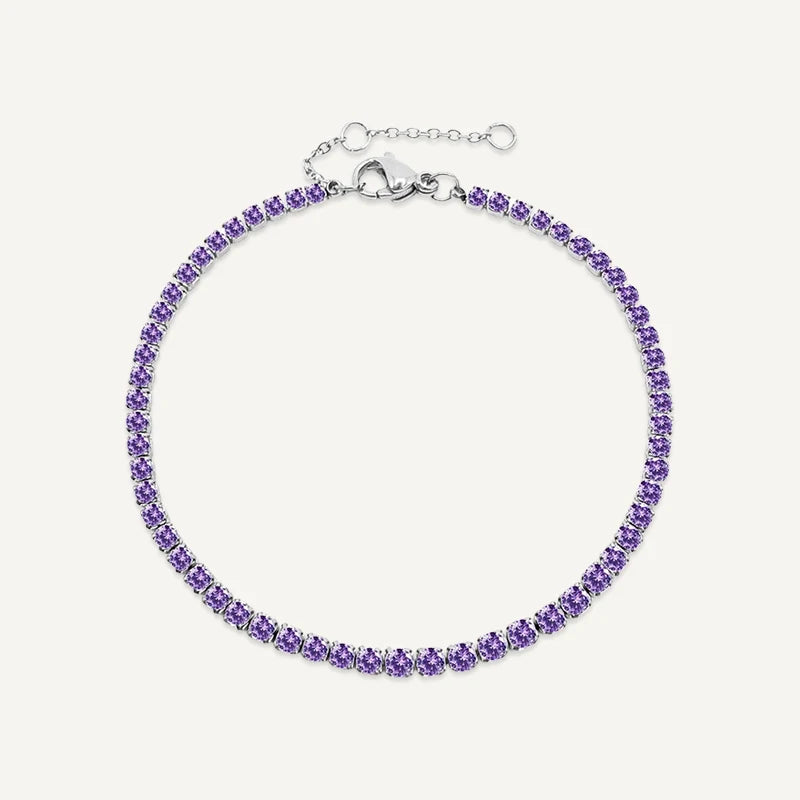 Bracelet Tennis Pierre de Naissance Argent Fevrier