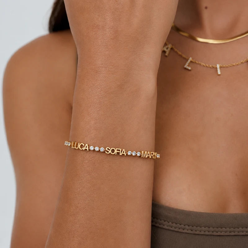Bracelet Tennis Prénom Personnalisé Or Femme