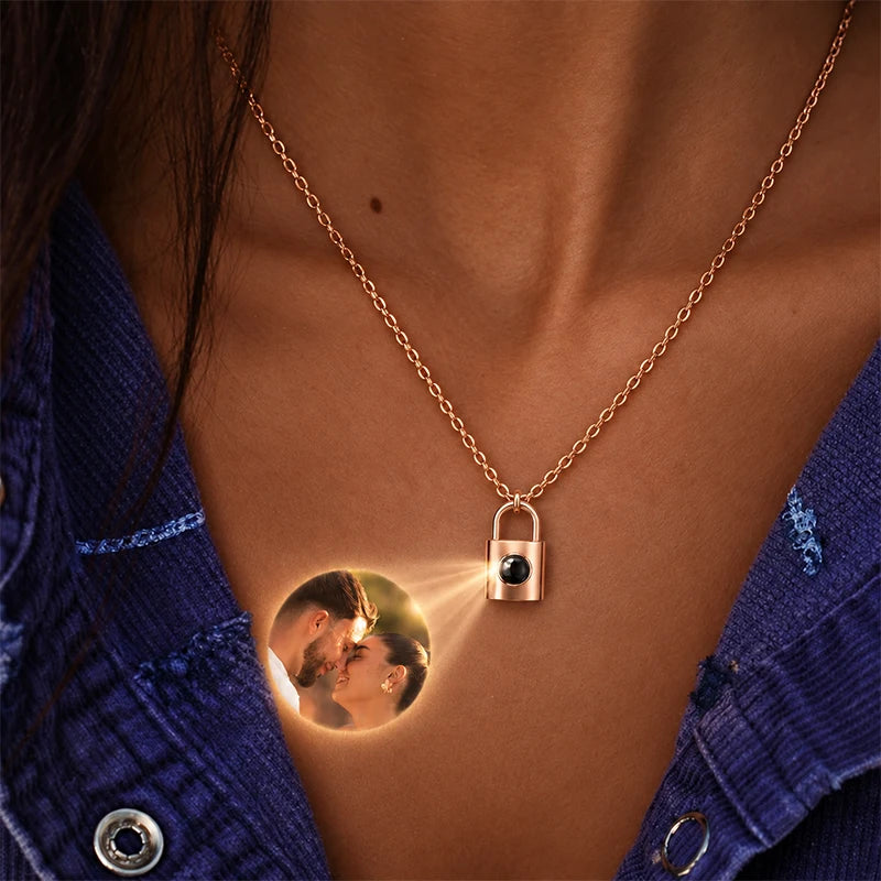 Collier Cadenas Projection Photo Or Rose Femme