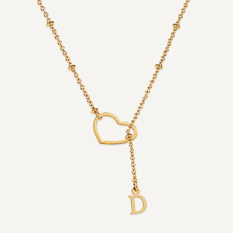 Collier Cœur avec Initiale Suspendue Lettre D
