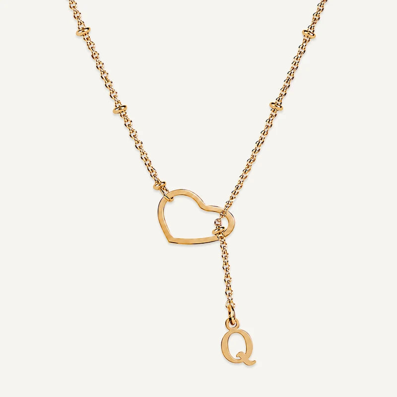 Collier Cœur avec Initiale Suspendue Lettre Q