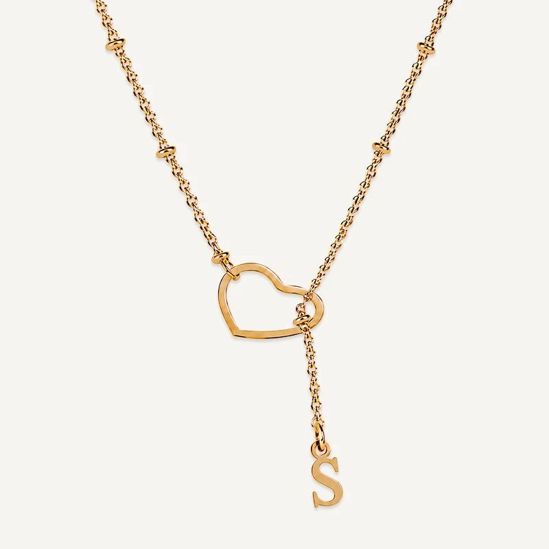 Collier Cœur avec Initiale Suspendue Lettre S