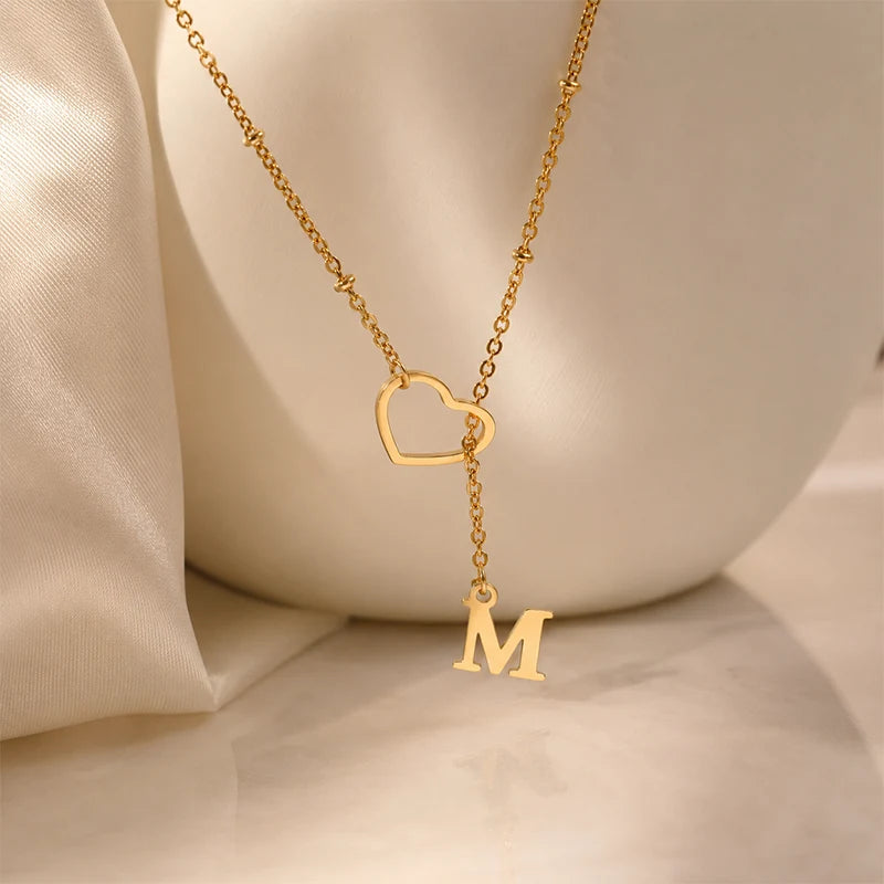 Collier Cœur avec Initiale Suspendue