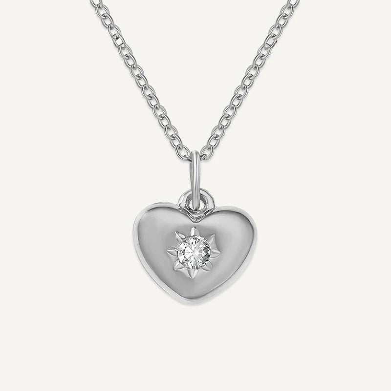 Collier Cœur avec Pierre de Naissance Argent Avril