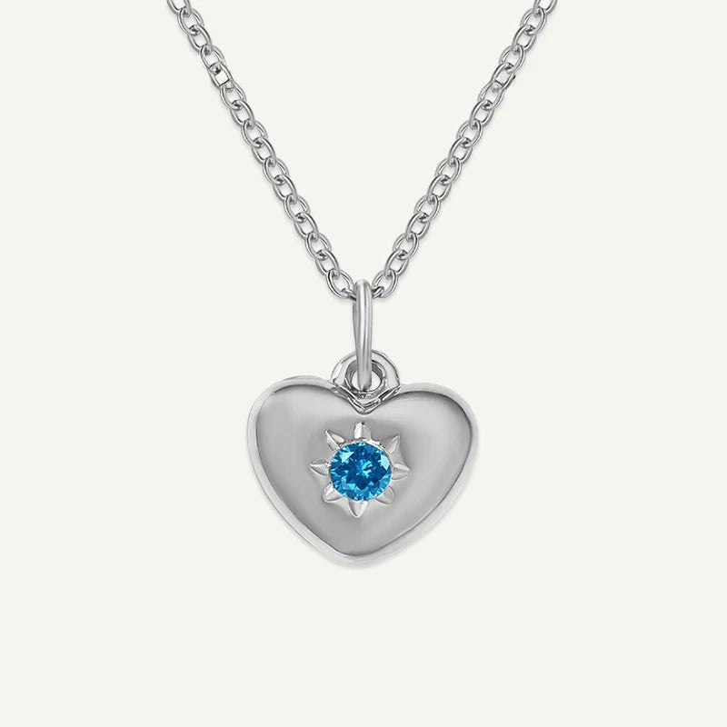 Collier Cœur avec Pierre de Naissance Argent Décembre