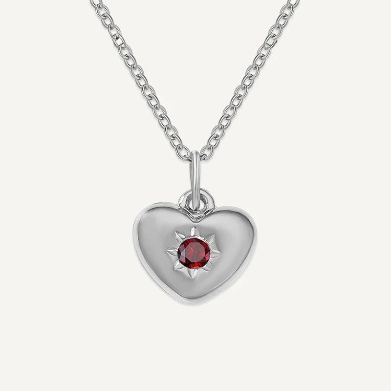 Collier Cœur avec Pierre de Naissance Argent Janvier