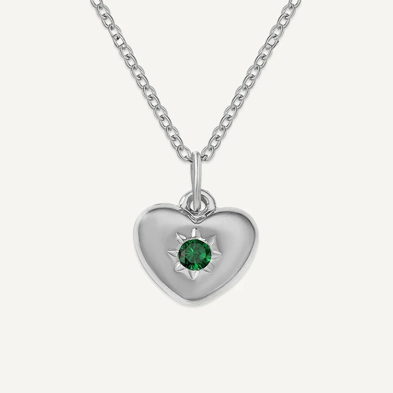 Collier Cœur avec Pierre de Naissance Argent Mai