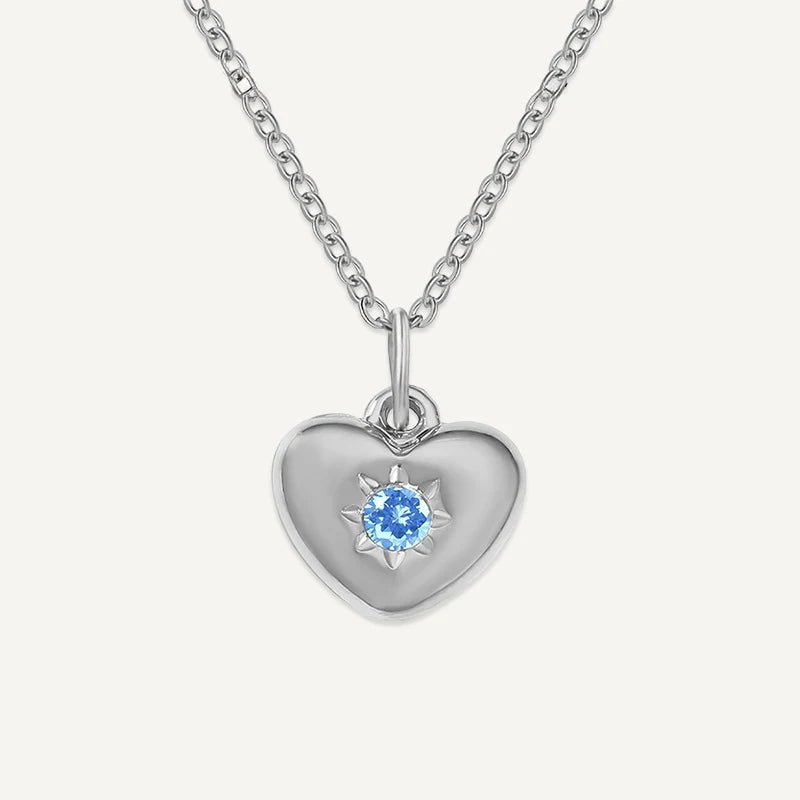 Collier Cœur avec Pierre de Naissance Argent Mars