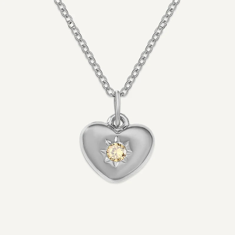 Collier Cœur avec Pierre de Naissance Argent Novembre