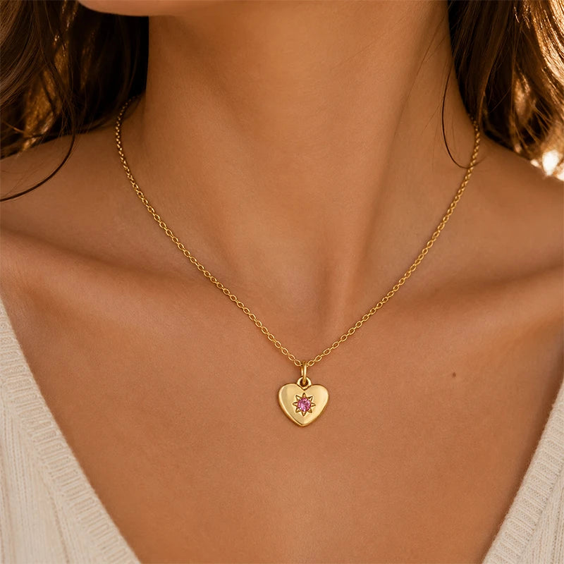Collier Cœur avec Pierre de Naissance