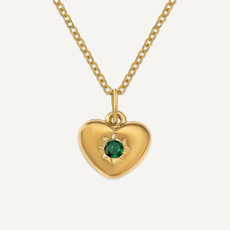 Collier Cœur avec Pierre de Naissance Or Mai