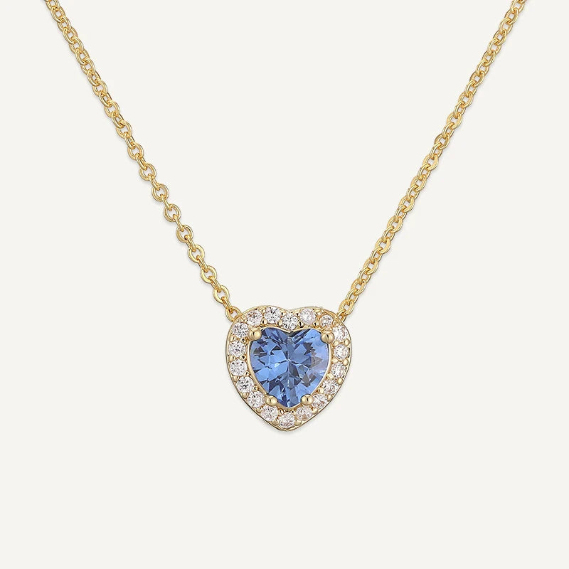 Collier Cœur avec Pierre de Naissance et Strass Décembre