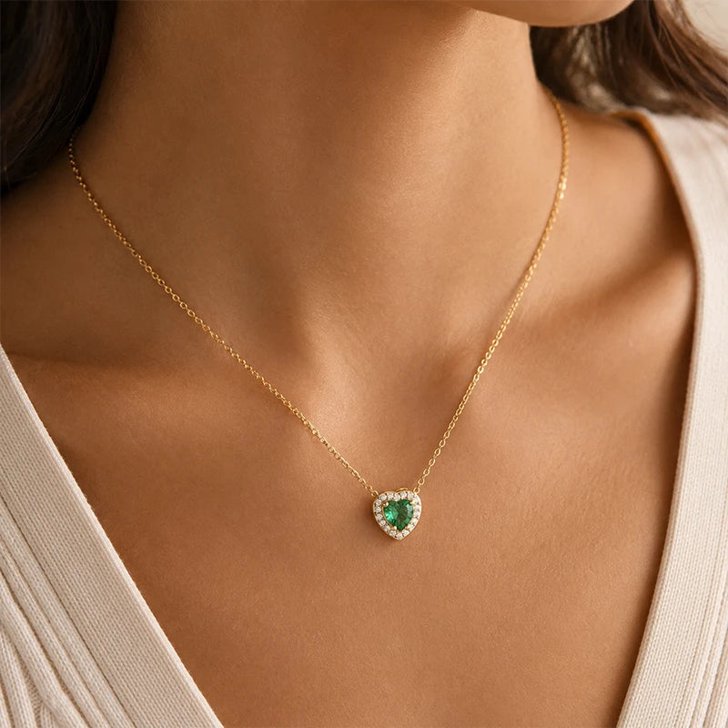 Collier Cœur avec Pierre de Naissance et Strass Femme