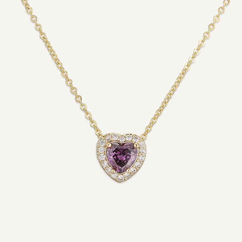 Collier Cœur avec Pierre de Naissance et Strass Fevrier