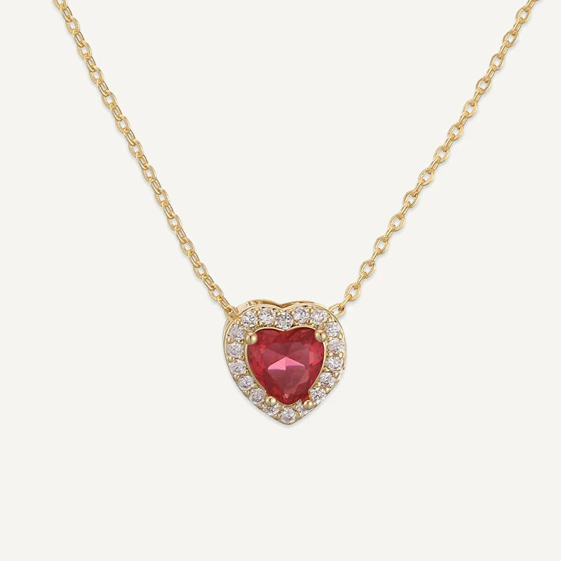 Collier Cœur avec Pierre de Naissance et Strass Juillet