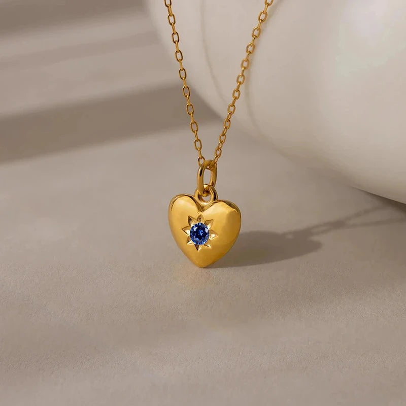 Collier Cœur avec Pierre de Naissance