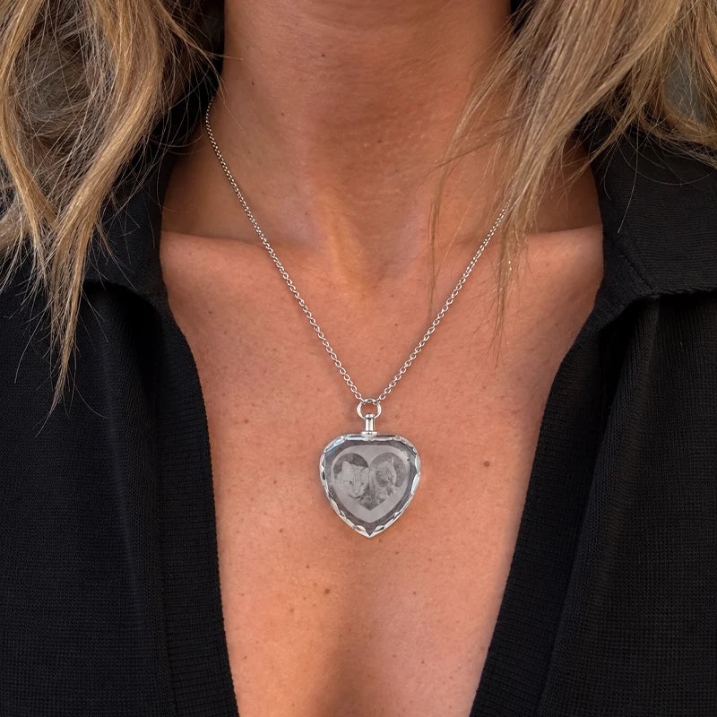 Collier Cœur Cristal 3D Personnalisé Femme