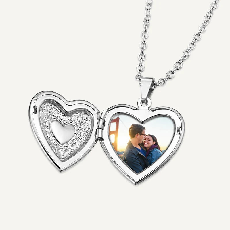 Collier Cœur Photo Argent