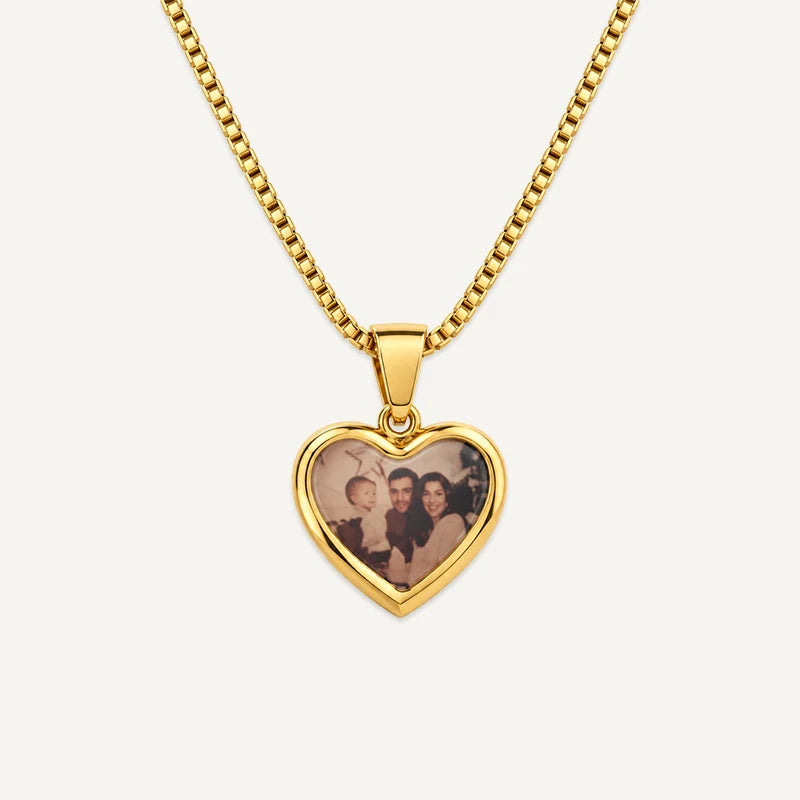 Collier Cœur Photo Thermique Personnalisé Or