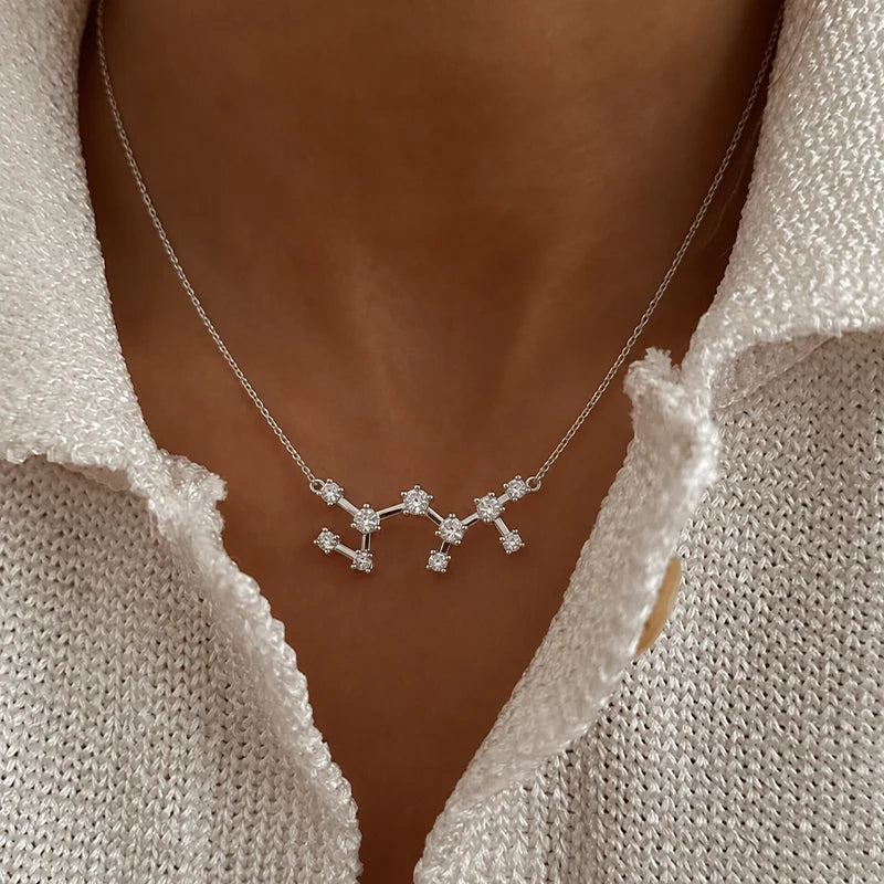 Collier Constellation du Zodiaque Argent Femme