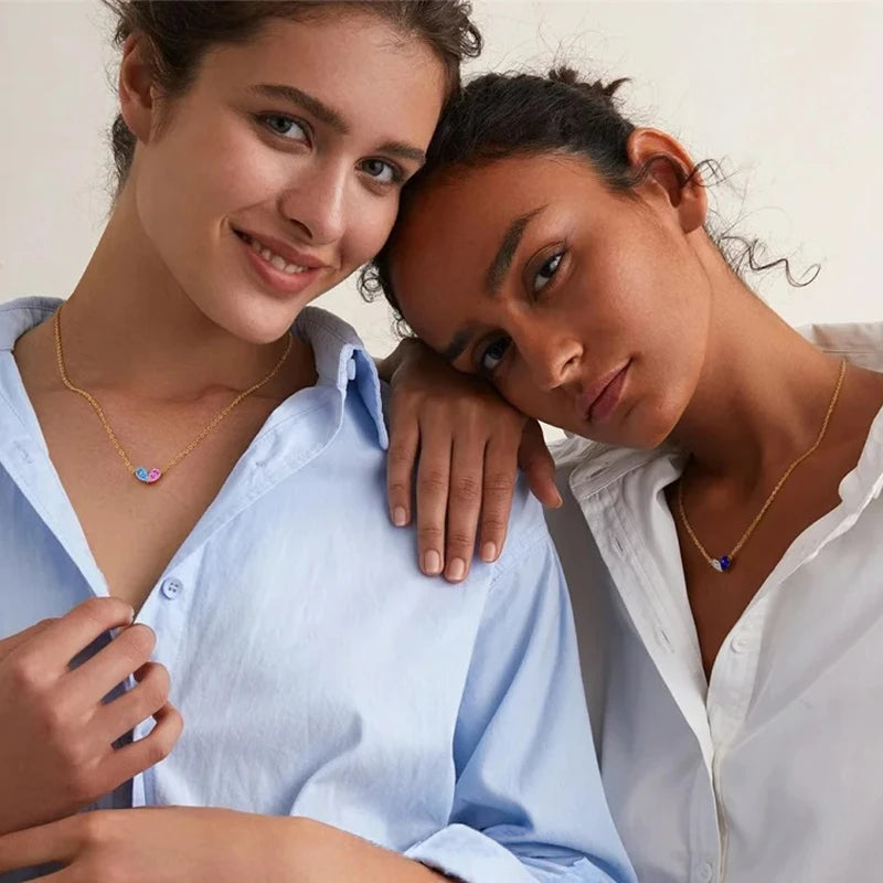 Collier Double Pierres de Naissance Couple