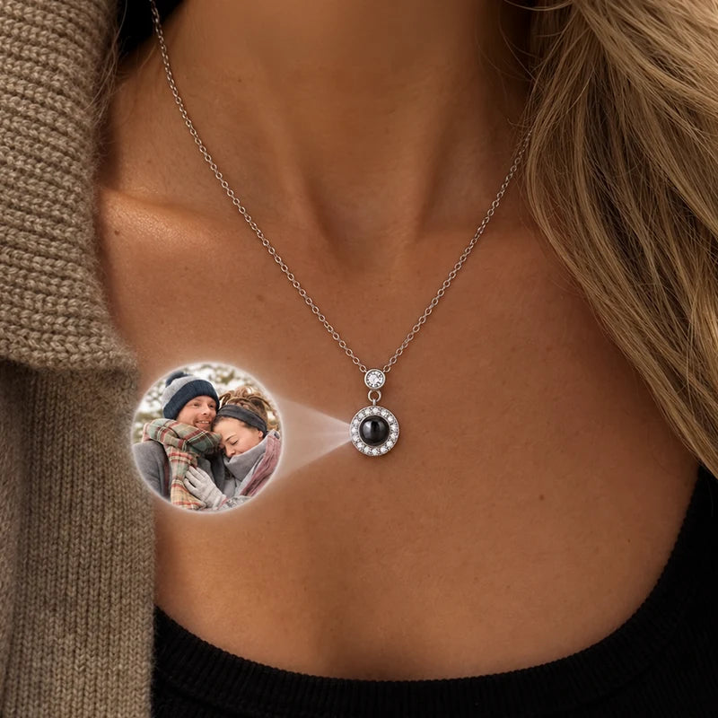 Collier Éclipse Projection Photo Argent Femme