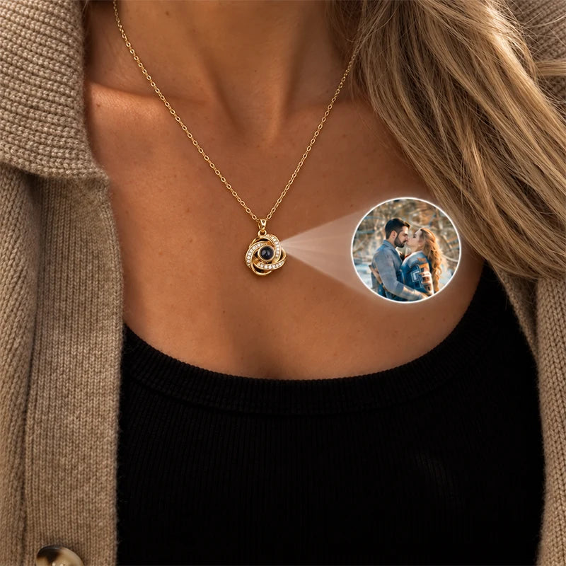 Collier Éternité Projection Photo Or Femme