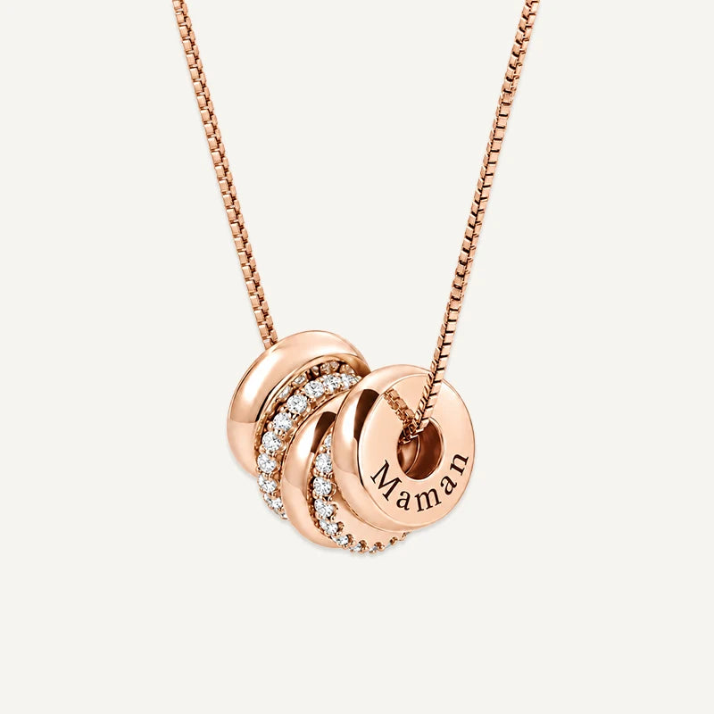 Collier Famille Prénoms Gravés Or Rose