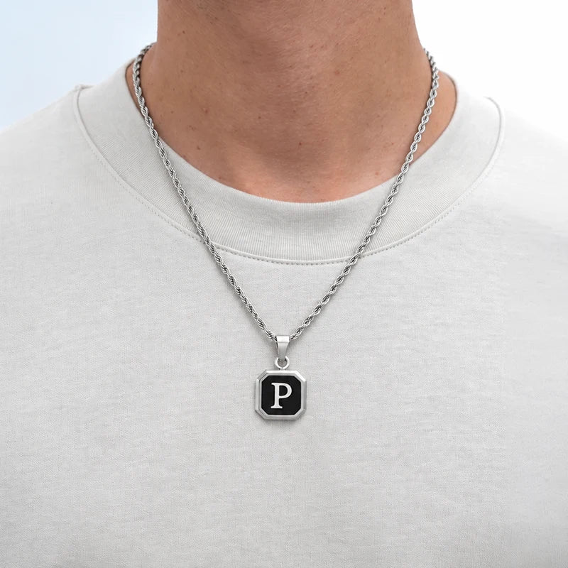 Collier Homme Médaillon Initiale Homme