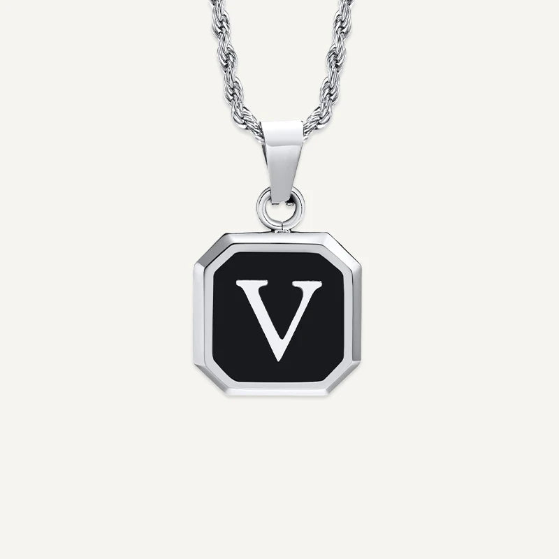 Collier Homme Médaillon Initiale V