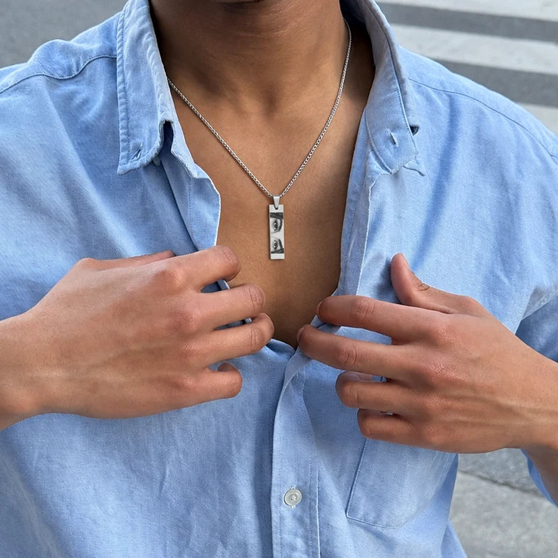 Collier Homme Photo Regard Argent Homme