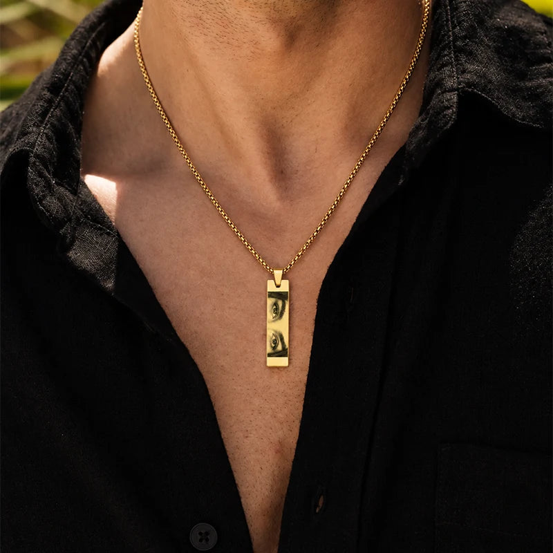 Collier Homme Photo Regard Or Homme
