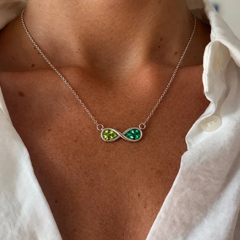 Collier Infini Duo Pierres Argent Femme
