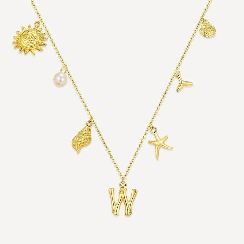 Collier Initiale Charms d’Été Lettre W