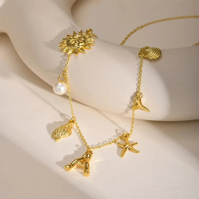 Collier Initiale Charms d’Été Lettre 