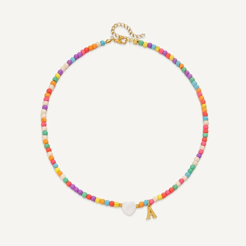 Collier Initiale Enfant Multicolore A
