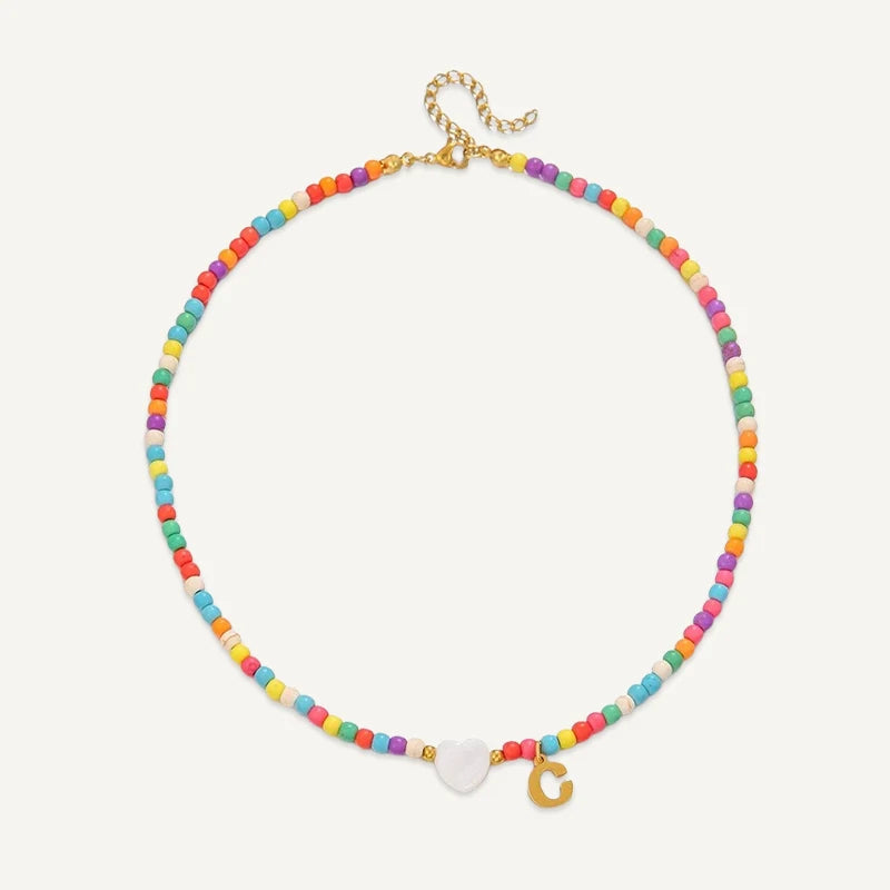 Collier Initiale Enfant Multicolore C