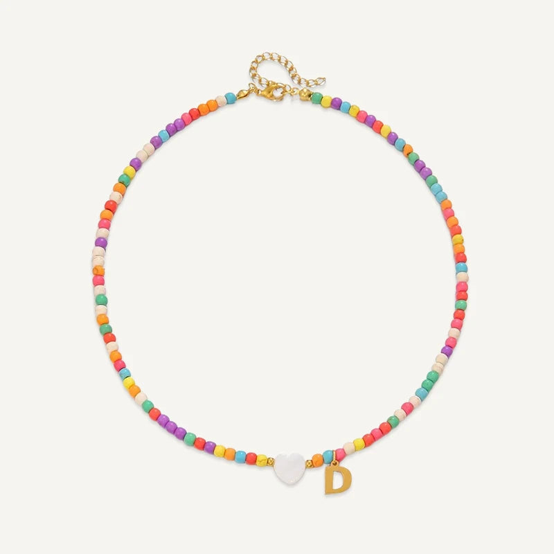 Collier Initiale Enfant Multicolore D