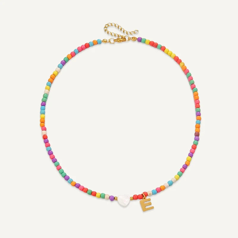 Collier Initiale Enfant Multicolore E