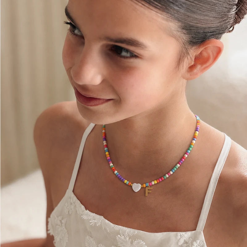 Collier Initiale Enfant Multicolore Enfant