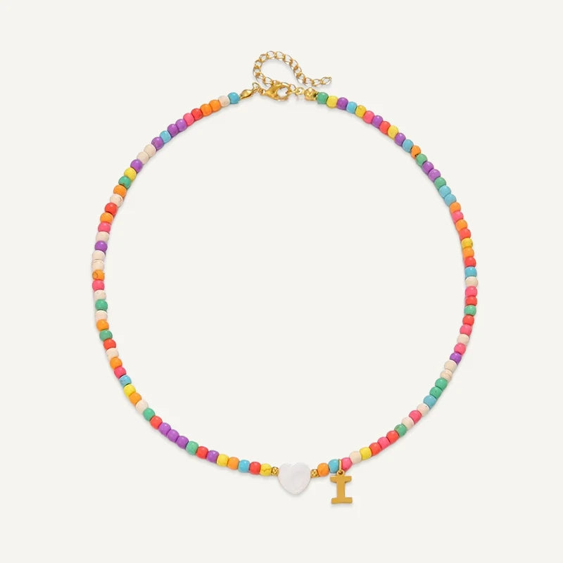 Collier Initiale Enfant Multicolore I