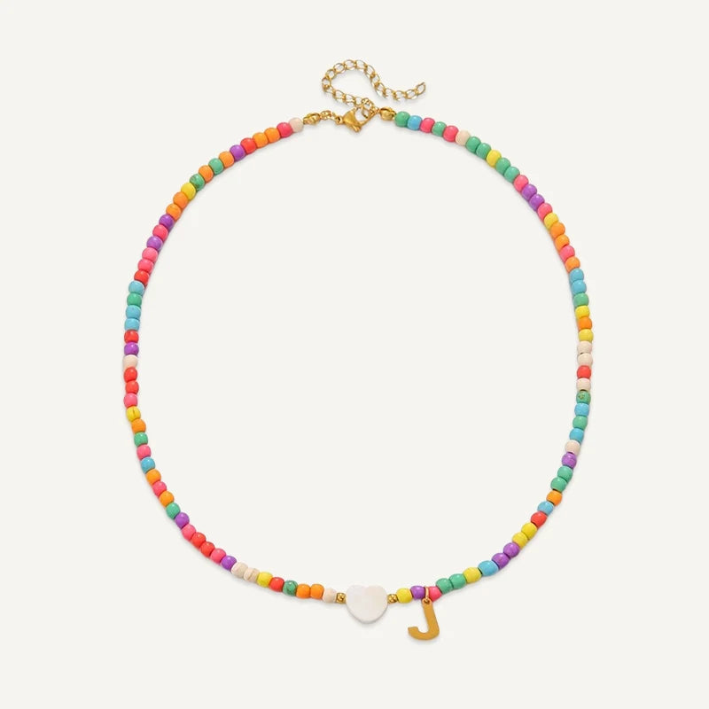 Collier Initiale Enfant Multicolore J