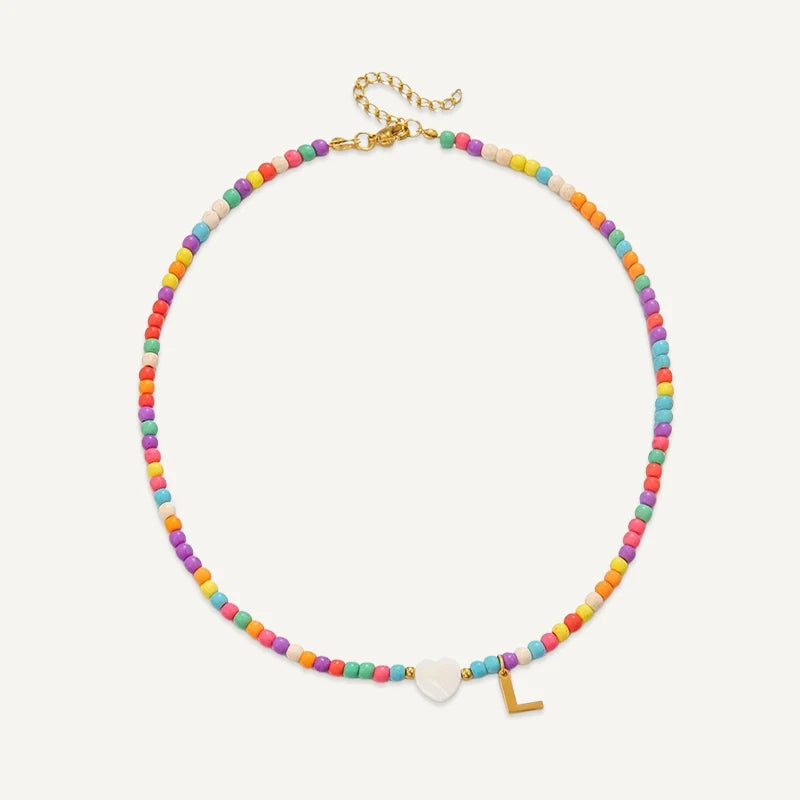 Collier Initiale Enfant Multicolore L