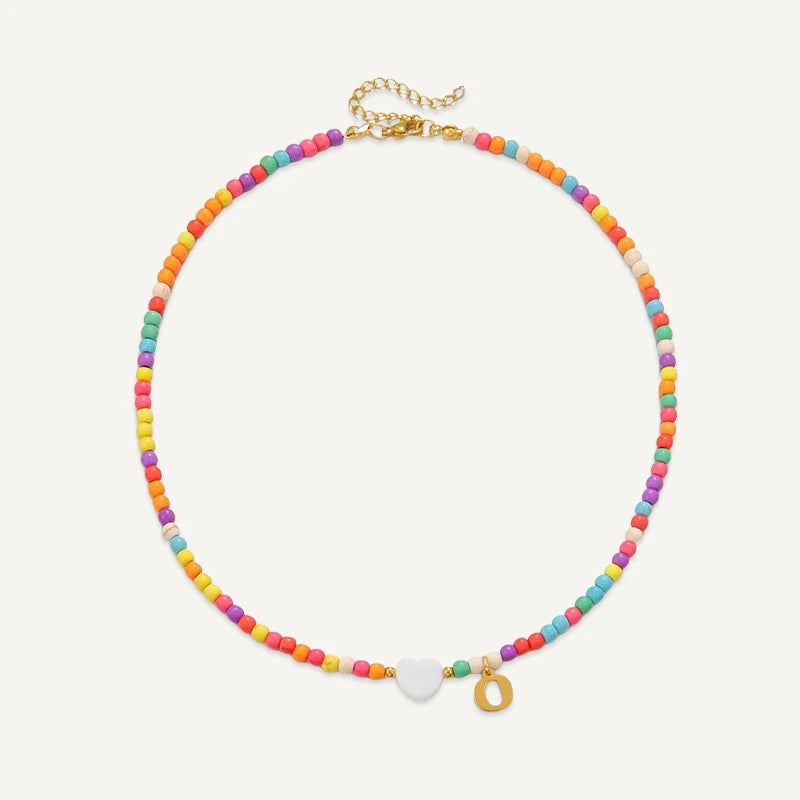 Collier Initiale Enfant Multicolore O