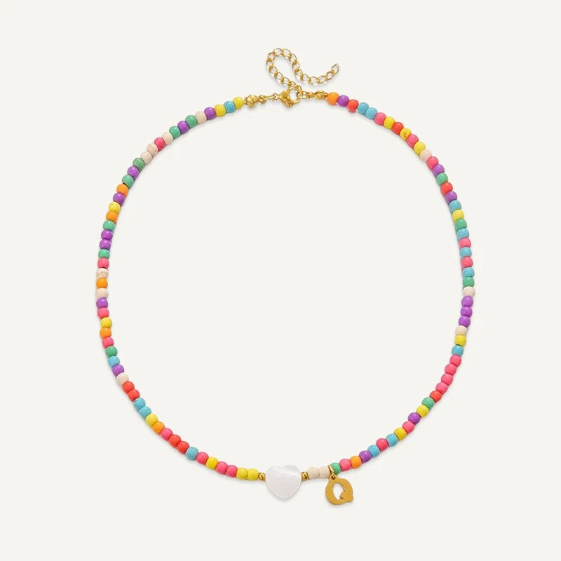 Collier Initiale Enfant Multicolore Q