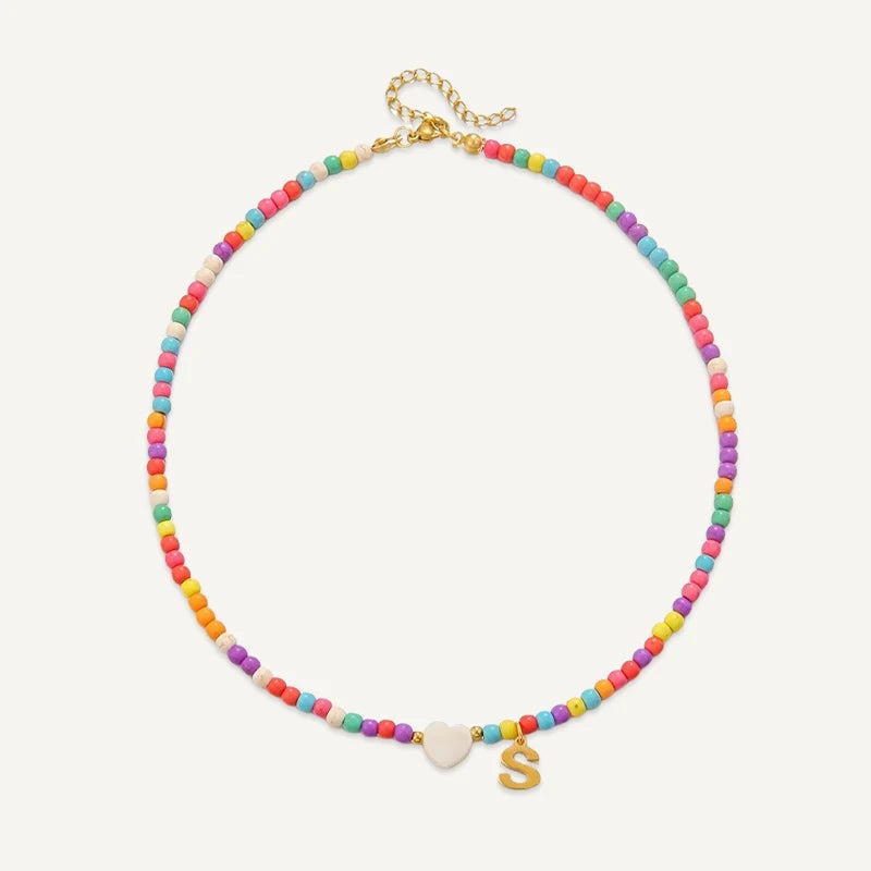 Collier Initiale Enfant Multicolore S