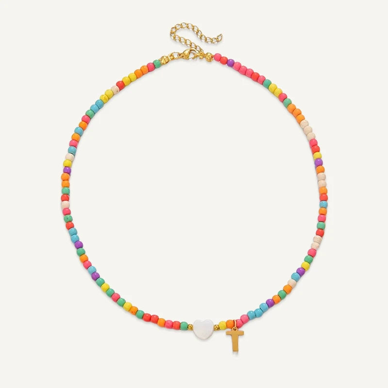 Collier Initiale Enfant Multicolore T
