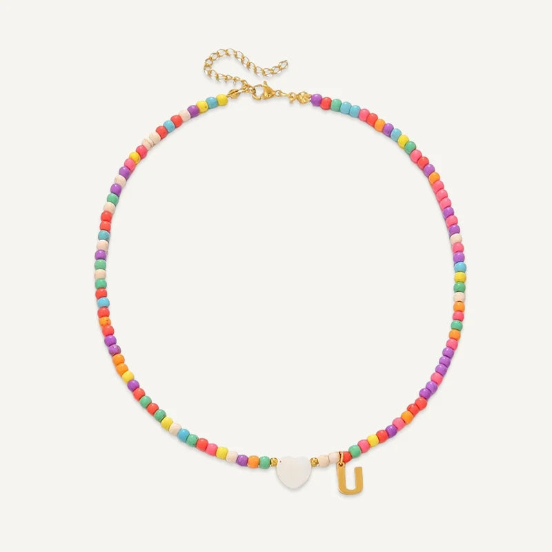Collier Initiale Enfant Multicolore U